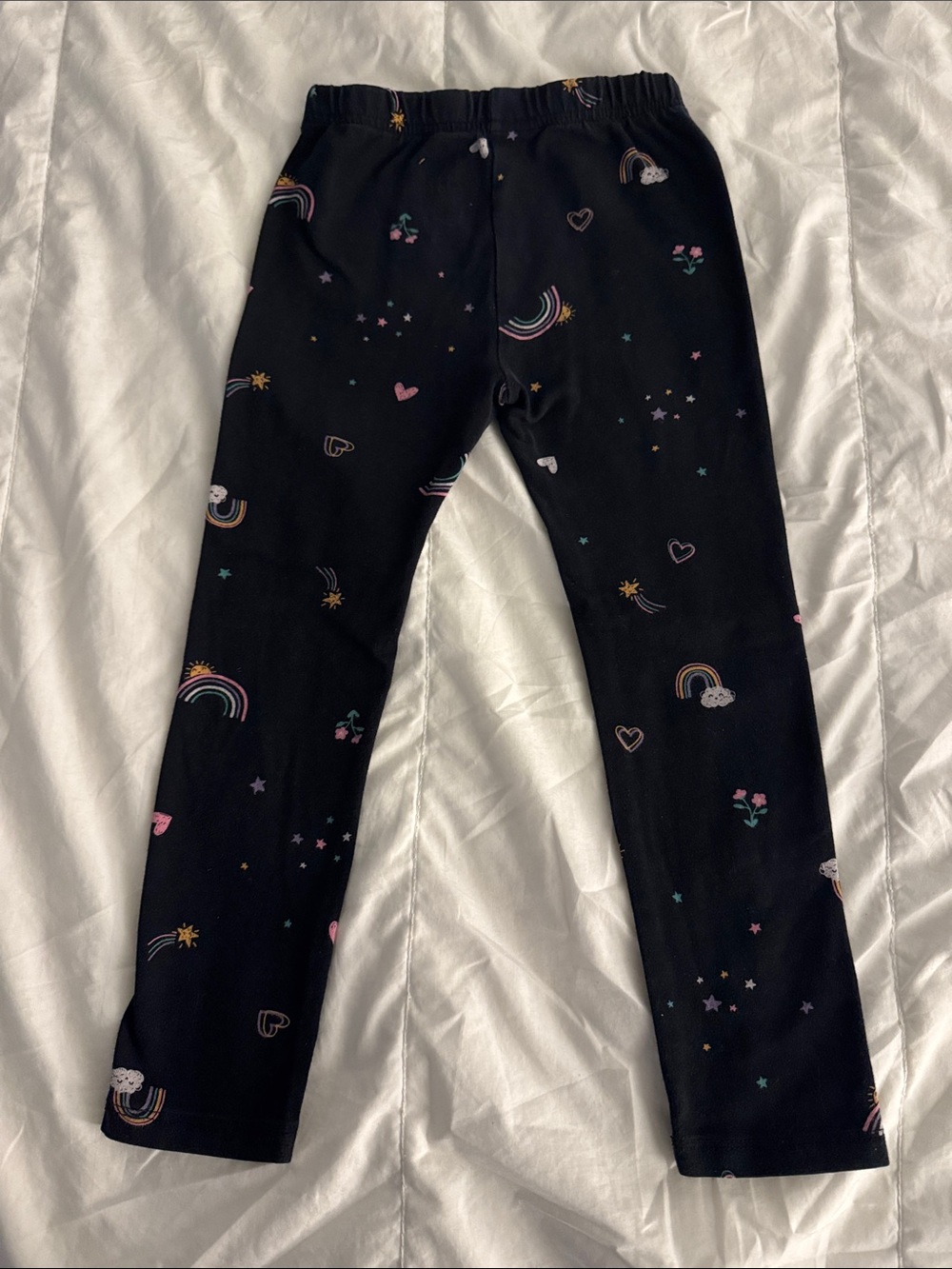 Girls Black Rainbow & Heart Print Leggings